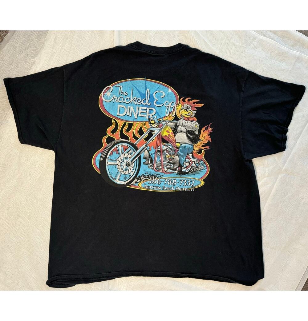 The Cracked Egg Diner Daytona Beach Motorcycle Graphic Shirt